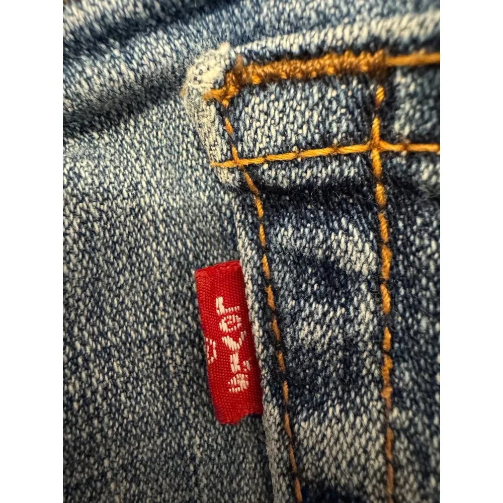 Levis 505 Straight Leg Women 8M Blue Denim Jeans Mid Rise Casual Everyday - Picture 4 of 6